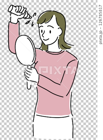 育毛剤を髪につけてヘアケアする女性 126785817