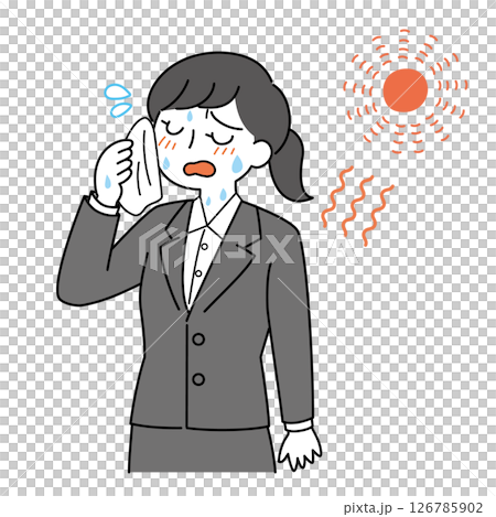 夏の暑さに汗だくの就活生 126785902