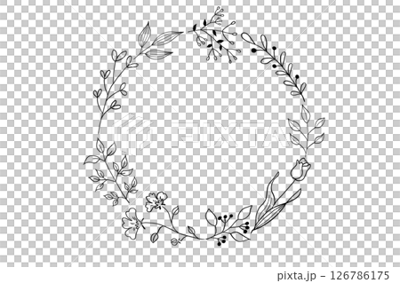 Simple leaf line drawing frame illustration - black 126786175