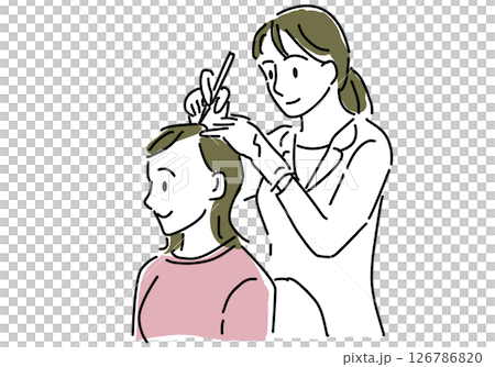 Simple line drawing of a woman receiving hair growth treatment Simple line drawing of a woman receiving hair growth treatment 126786820