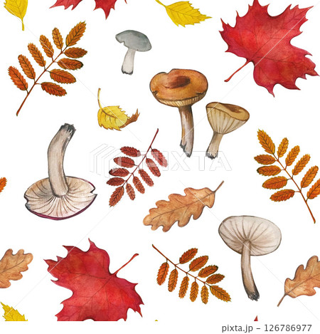 autumn pattern watercolor 126786977