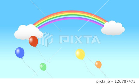 空にかかった虹と風船が浮かぶ風景 126787473