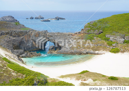 世界自然遺産小笠原諸島 南島 青い海と白い砂浜のある無人島 世界自然遺産小笠原諸島 南島 青い海と白い砂浜のある無人島 126787513