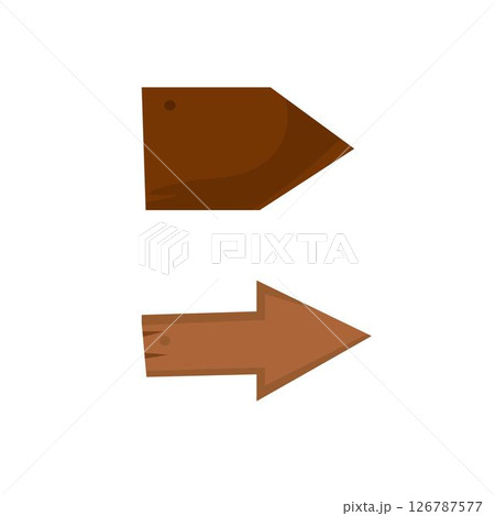 Wooden arrow signs pointing opposite directions, rustic illustration isolated on white. 126787577