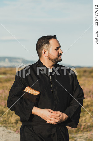 Servant Of Jesus In The Nature With The Bible  126787682