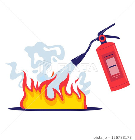 Fire Extinguisher Illustration Spraying Water to Extinguish Fire 126788178