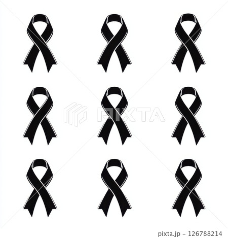 Simple Thin Black Ribbon Icons in Vector Format for Design Use 126788214