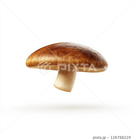 Isolated Falling Mushroom on White Background with Shadow Effect 126788229