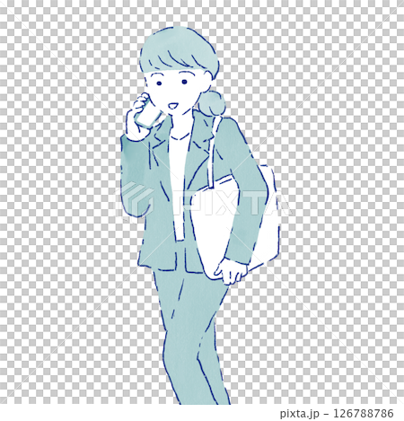 一位女士邊走邊說話的插圖 126788786