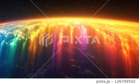 Vibrant Rainbow Lights Erupting From Planet Vibrant Rainbow Lights Erupting From Planet 126789502