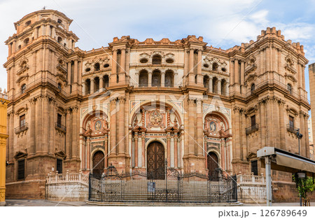 Facade of Malaga Cathedral, Andalusia, Spain Facade of Malaga Cathedral, Andalusia, Spain 126789649