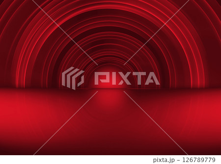 Red circles tunnel with reflective ground concept series 2151 126789779