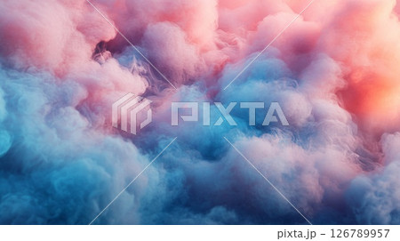 Pastel Pink and Blue Cloudscape Background 126789957