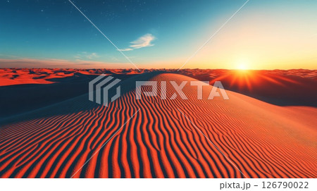 Red Sand Dunes at Sunset Desert Landscape 126790022