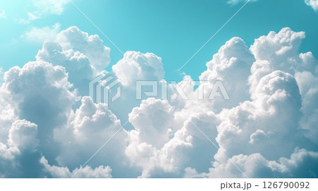 Bright Blue Sky Filled with Fluffy White Clouds 126790092