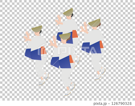 日本の夏祭りで町流しを踊る女性のイラスト 日本の夏祭りで町流しを踊る女性のイラスト 126790328