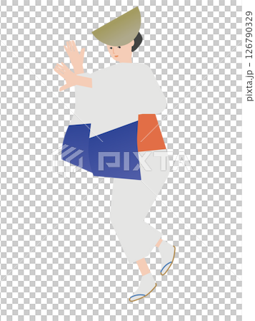 日本の夏祭りで町流しを踊る女性のイラスト 126790329