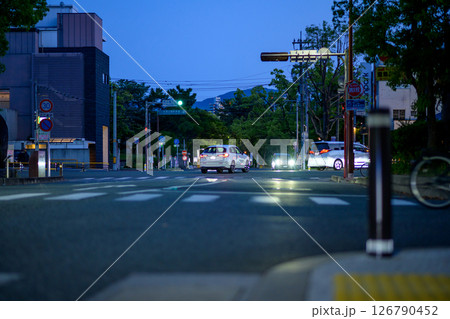 福岡市中央区大濠公園北側方面の景色 西公園入口の信号までの道路 夜 福岡市中央区大濠公園北側方面の景色 西公園入口の信号までの道路 夜 126790452