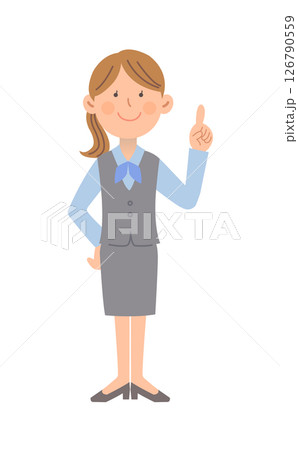 指差しするOL夏服_全身01_制服01 指差しするOL夏服_全身01_制服01 126790559