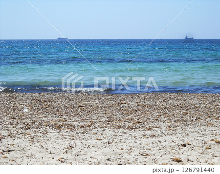 Sea view. Island Sardinia. Beach in the south of Sardinia. 126791440