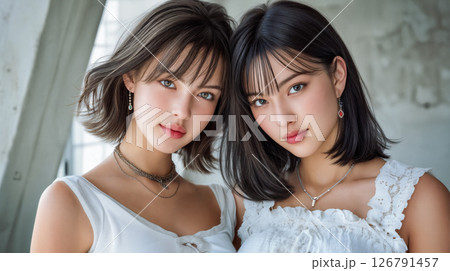 【 ヘアスタイル 見本 】 女性 カットモデル ヘアサロン Web用 SNS用 ビューティーイメージ 126791457