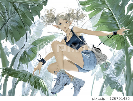 森を散歩するピクシー妖精のイラスト素材 126791486