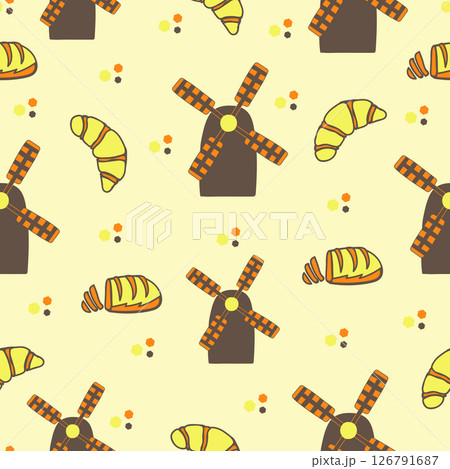 Bread production, colorful seamless pattern 126791687