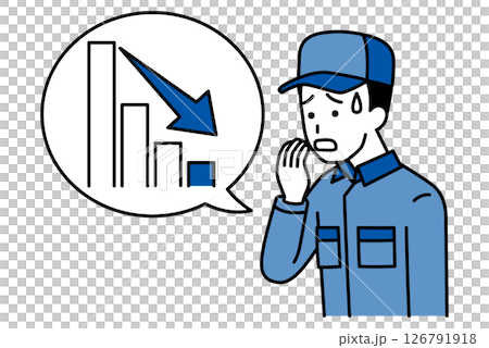 一名身穿工作服的男子因圖表下跌而感到沮喪 一名身穿工作服的男子因圖表下跌而感到沮喪 126791918