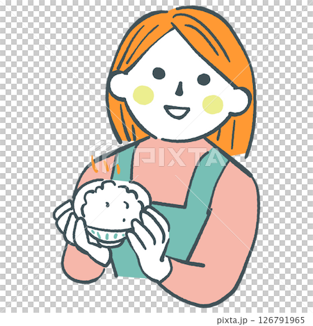 いただきます 炊き立てご飯をよそったお茶碗を持つ主婦 ストックイラスト素材 いただきます 炊き立てご飯をよそったお茶碗を持つ主婦 ストックイラスト素材 126791965