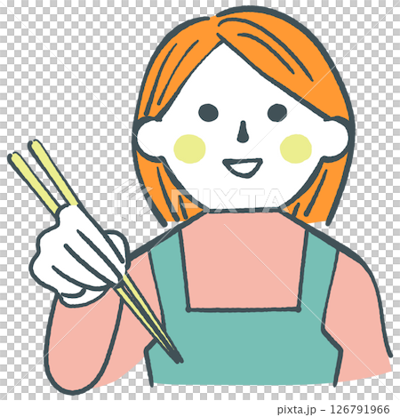 いただきます お箸をもつ主婦 ストックイラスト素材 いただきます お箸をもつ主婦 ストックイラスト素材 126791966