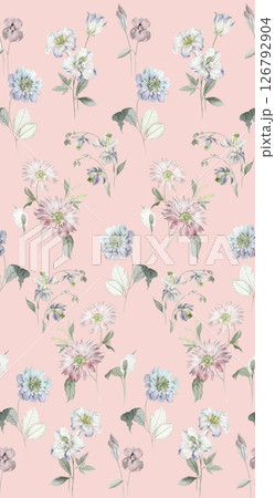 Artistic Geometric Floral Scrollwork Hand Drawn Patterns 126792904