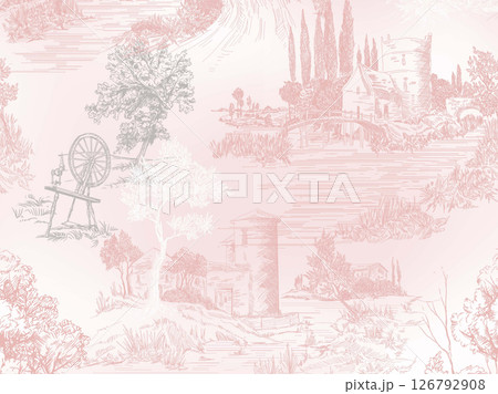 Artistic Geometric Floral Scrollwork Hand Drawn Patterns 126792908