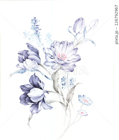 Harmonious Geometric Shapes with Floral Scroll Motif Illustrations 126792967
