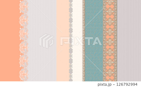 Harmonious Geometric Shapes with Floral Scroll Motif Illustrations 126792994