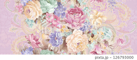 Harmonious Geometric Shapes with Floral Scroll Motif Illustrations Harmonious Geometric Shapes with Floral Scroll Motif Illustrations 126793000