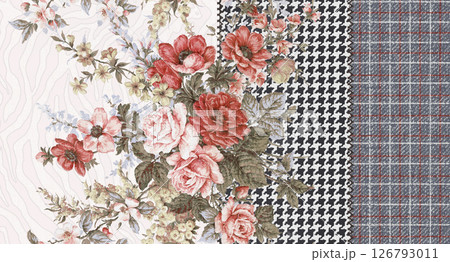 Harmonious Geometric Shapes with Floral Scroll Motif Illustrations Harmonious Geometric Shapes with Floral Scroll Motif Illustrations 126793011