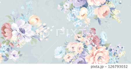 Harmonious Geometric Shapes with Floral Scroll Motif Illustrations Harmonious Geometric Shapes with Floral Scroll Motif Illustrations 126793032