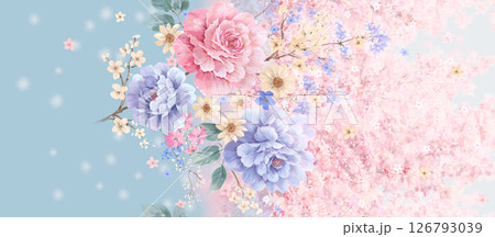 Harmonious Geometric Shapes with Floral Scroll Motif Illustrations Harmonious Geometric Shapes with Floral Scroll Motif Illustrations 126793039