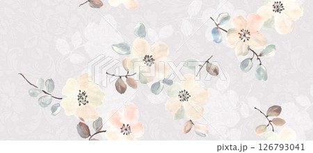 Harmonious Geometric Shapes with Floral Scroll Motif Illustrations 126793041