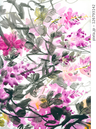 Unique Hand Painted Geometric and Curly Floral Design Artworks Unique Hand Painted Geometric and Curly Floral Design Artworks 126793142