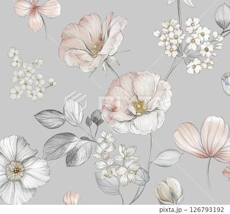 Elegant Handmade Geometric Floral Scroll Pattern Compositions 126793192