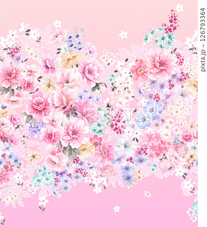 Modern Geometric and Curly Floral Pattern Hand Drawn Art Pieces 126793364