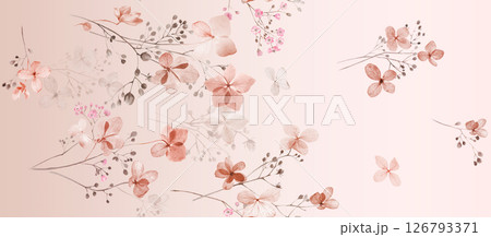 Modern Geometric and Curly Floral Pattern Hand Drawn Art Pieces 126793371