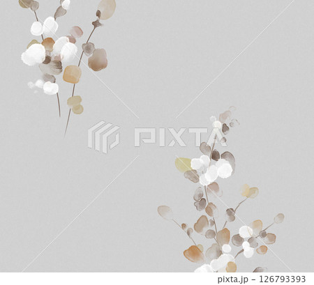 Modern Geometric and Curly Floral Pattern Hand Drawn Art Pieces 126793393