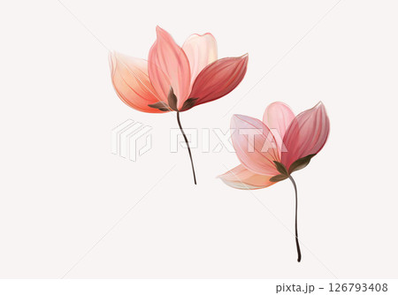 Modern Geometric and Curly Floral Pattern Hand Drawn Art Pieces 126793408