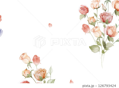 Modern Geometric and Curly Floral Pattern Hand Drawn Art Pieces 126793424