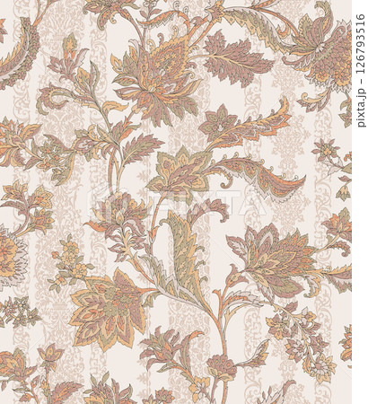Timeless Geometric Shapes Blended with Floral Scrollwork Drawings 126793516