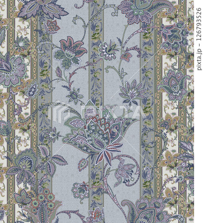 Timeless Geometric Shapes Blended with Floral Scrollwork Drawings 126793526