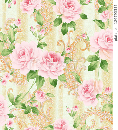 Timeless Geometric Shapes Blended with Floral Scrollwork Drawings 126793535