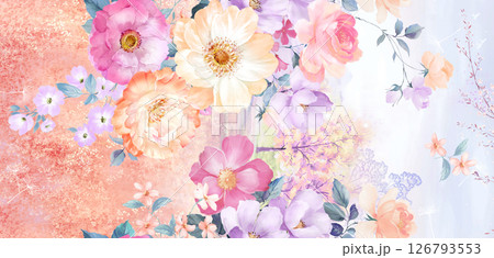 Timeless Geometric Shapes Blended with Floral Scrollwork Drawings 126793553